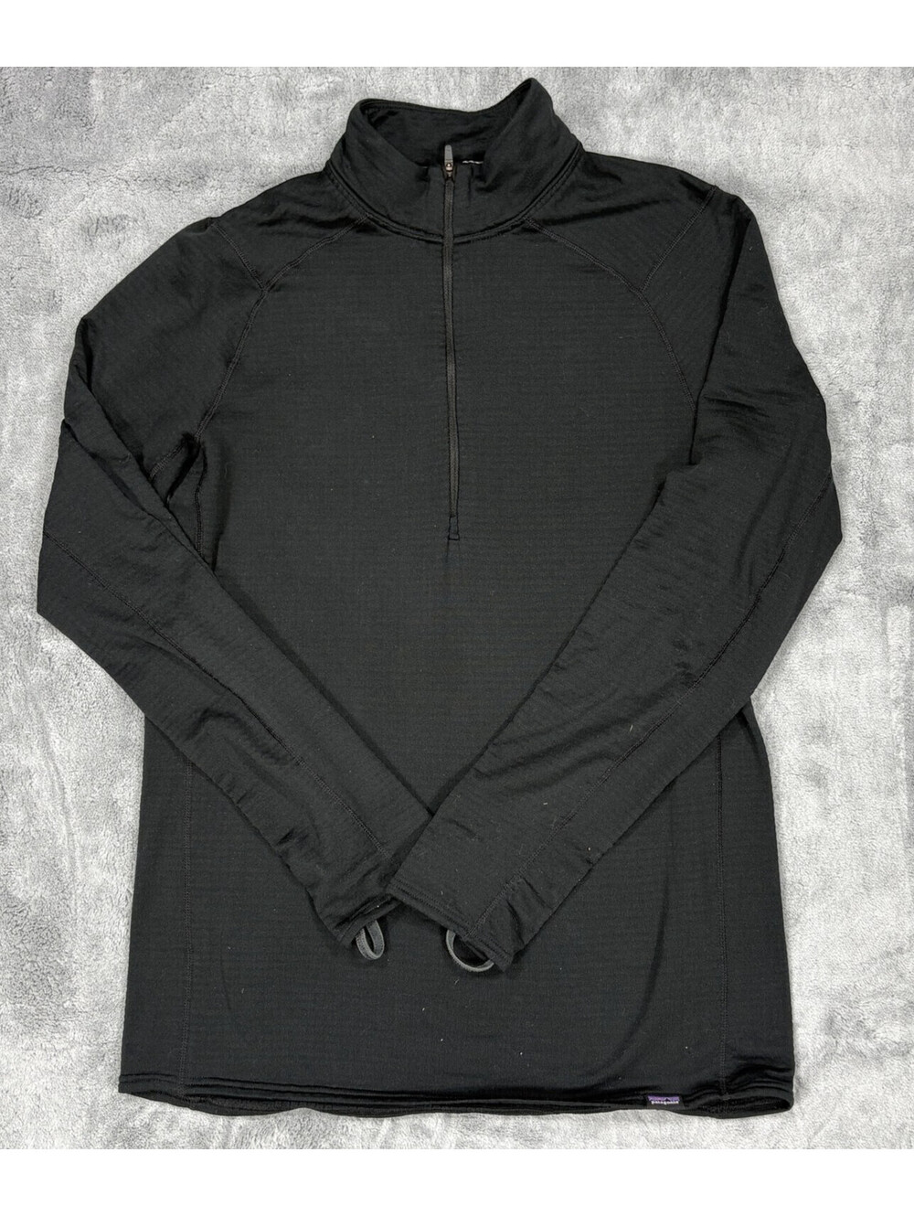 Patagonia Capilene 3 Mens Medium Black Half Zip Baselayer Thumb Loops 43657